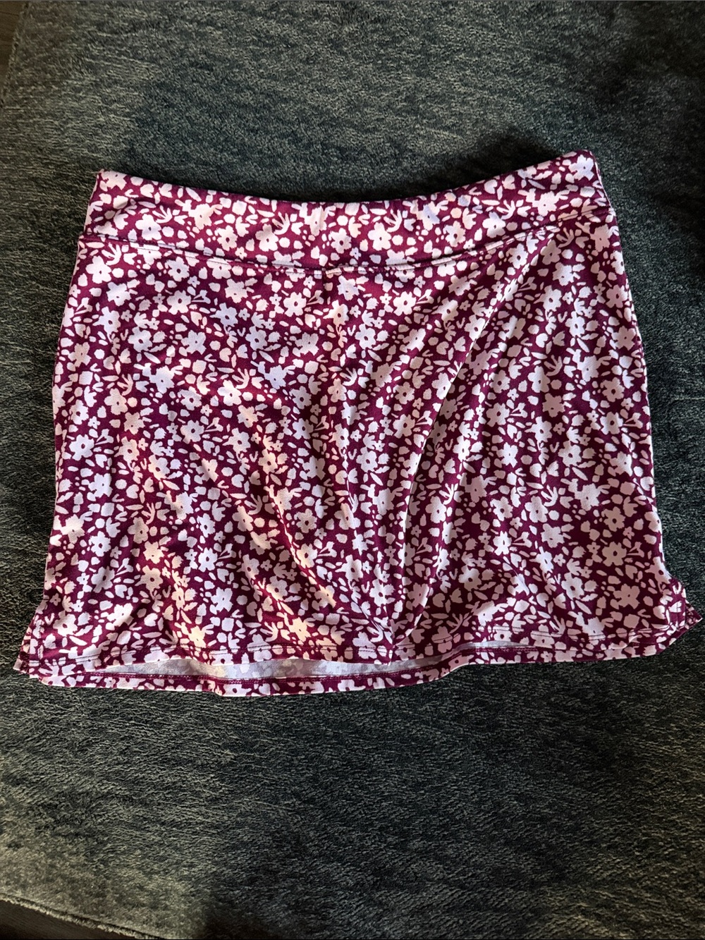 Tranquility by Colorado Clothing Burgundy and Light Pink Floral Mini Skort